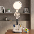 LED Study Lamp with Clock – Rechargeable & Foldable