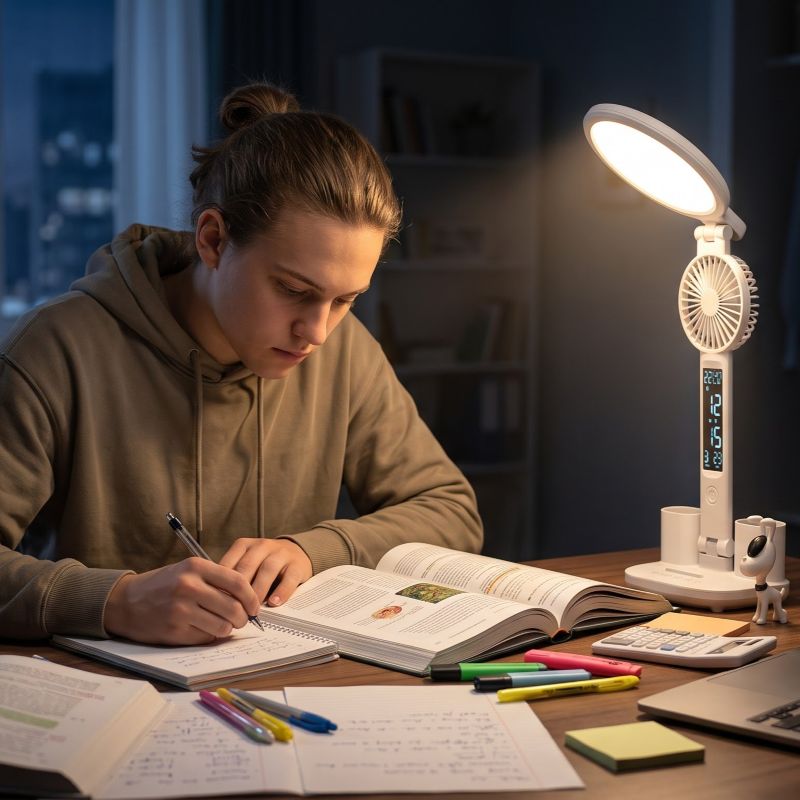 LED Study Lamp with Clock – Rechargeable & Foldable